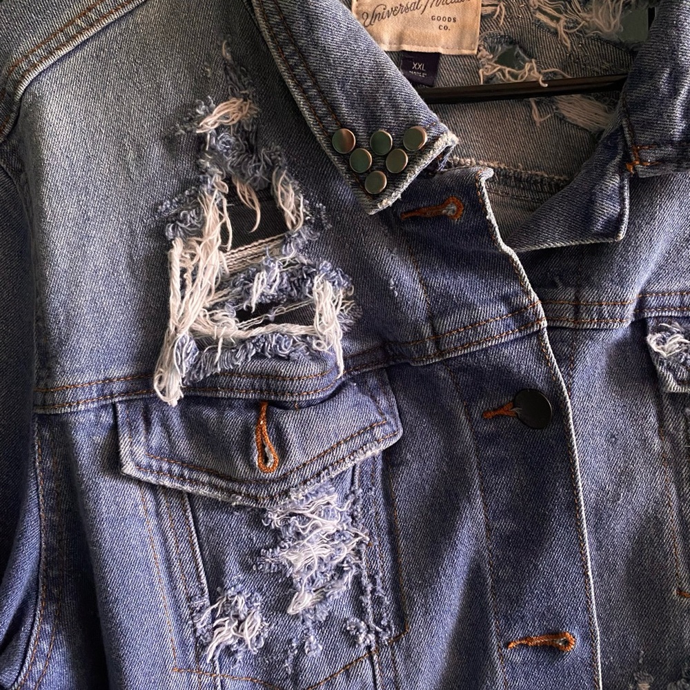 Universal Thread Upcycled Destroyed Denim Jacket - image 2